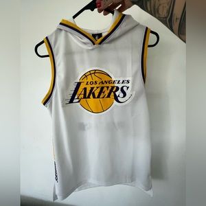 Lebron James Lakers jersey with hood. Color: White